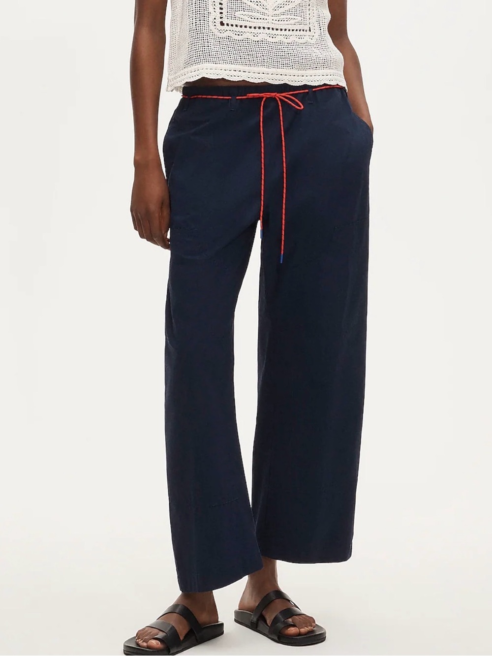 J. Crew Luna pant with removable paracord Navy Sz L NWOT $118